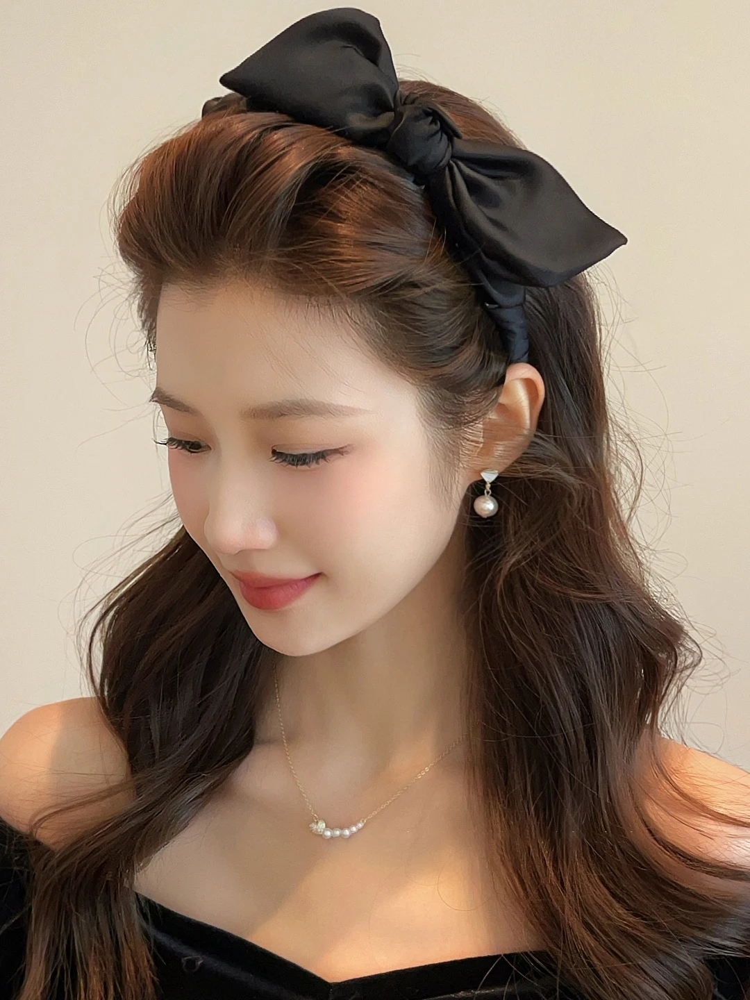 黒蝶結びハイヘアラインヘッドバンド新作デイリーアウターヘアバンド洗顔ヘアクリップスタイリングヘアカードヘッドバンド