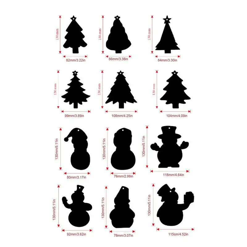 12pcs คริสต์มาส Rainbow Magic Scratch Off ชุดกระดาษ Christmas Tree Snowman Scratch กระดาษ DIY Graffiti Art ชุดของขวัญเด็ก