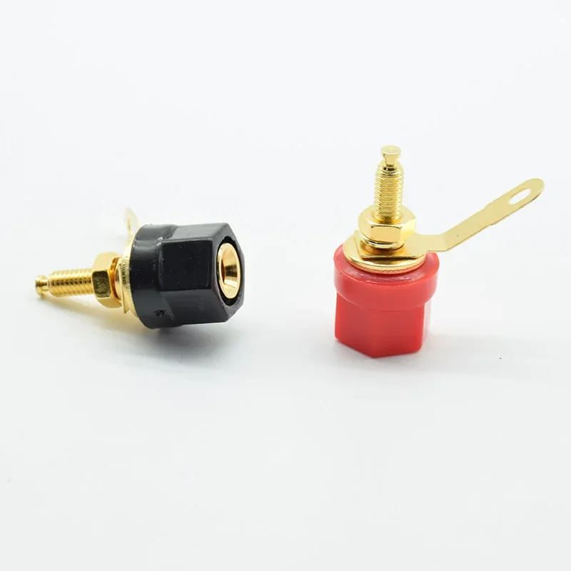 2pcs/lot Red  Black 4mm Banana Socket Nickel Plated Binding Post Nut Banana Plug Jack Connector