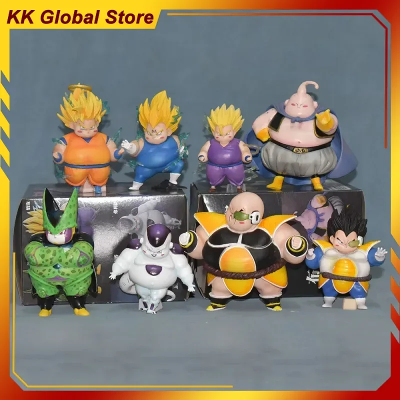 

8cm Dragon Ball Son Goku Vegeta IV Cell Son Gohan Anime Figure Peripheral Q Version Cute Model Desktop Ornaments Kids Gifts Toys