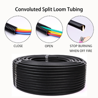Black PP Plastic Corrugated Pipe 7.5mm-34.5mm  Insulated Wire Hose Car Cable Protective Sheath Cover Flexible Split Loom Tubing