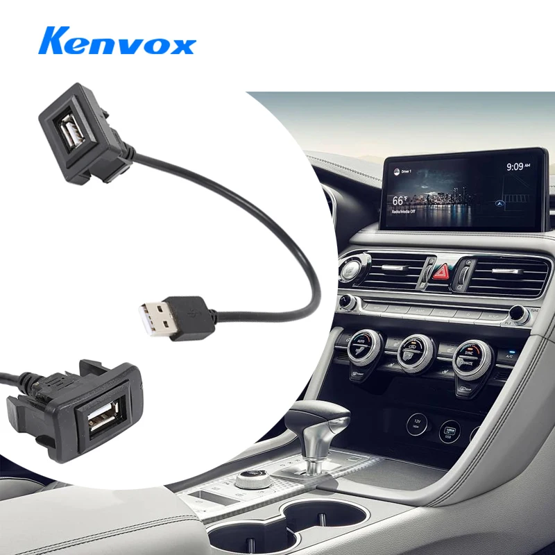 25cm Extension Cable Auto Accessories Car Dash Board Extension Cable USB 2.0 Port Black for Toyota Hilux Vigo Fortuner 2004-2012