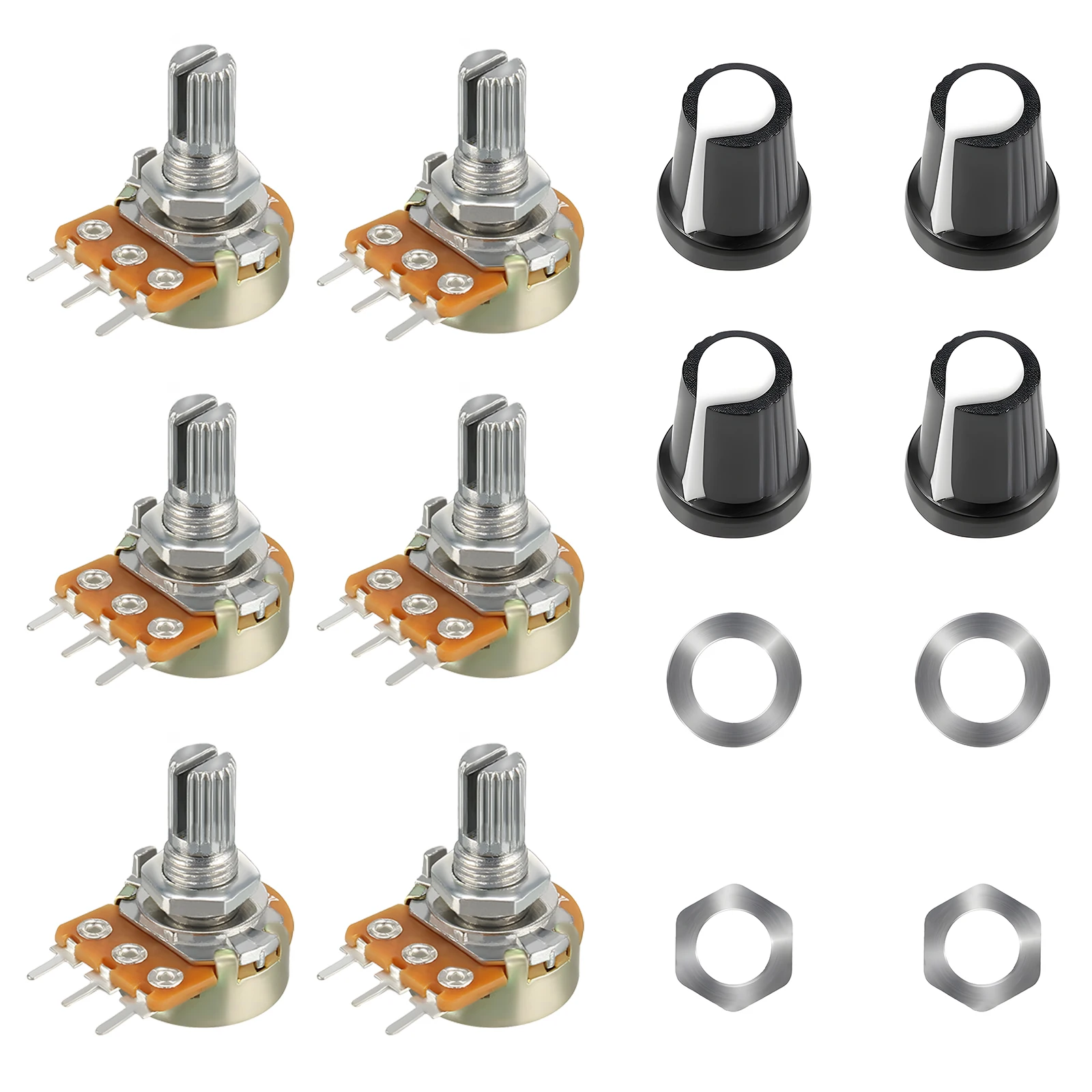 5 buah WH148 potensiometer 3Pin 1K 2K 5K 10K 20K 50K 100K 250k 500K 1M Ohm resistor potensiometer putar lancip linier