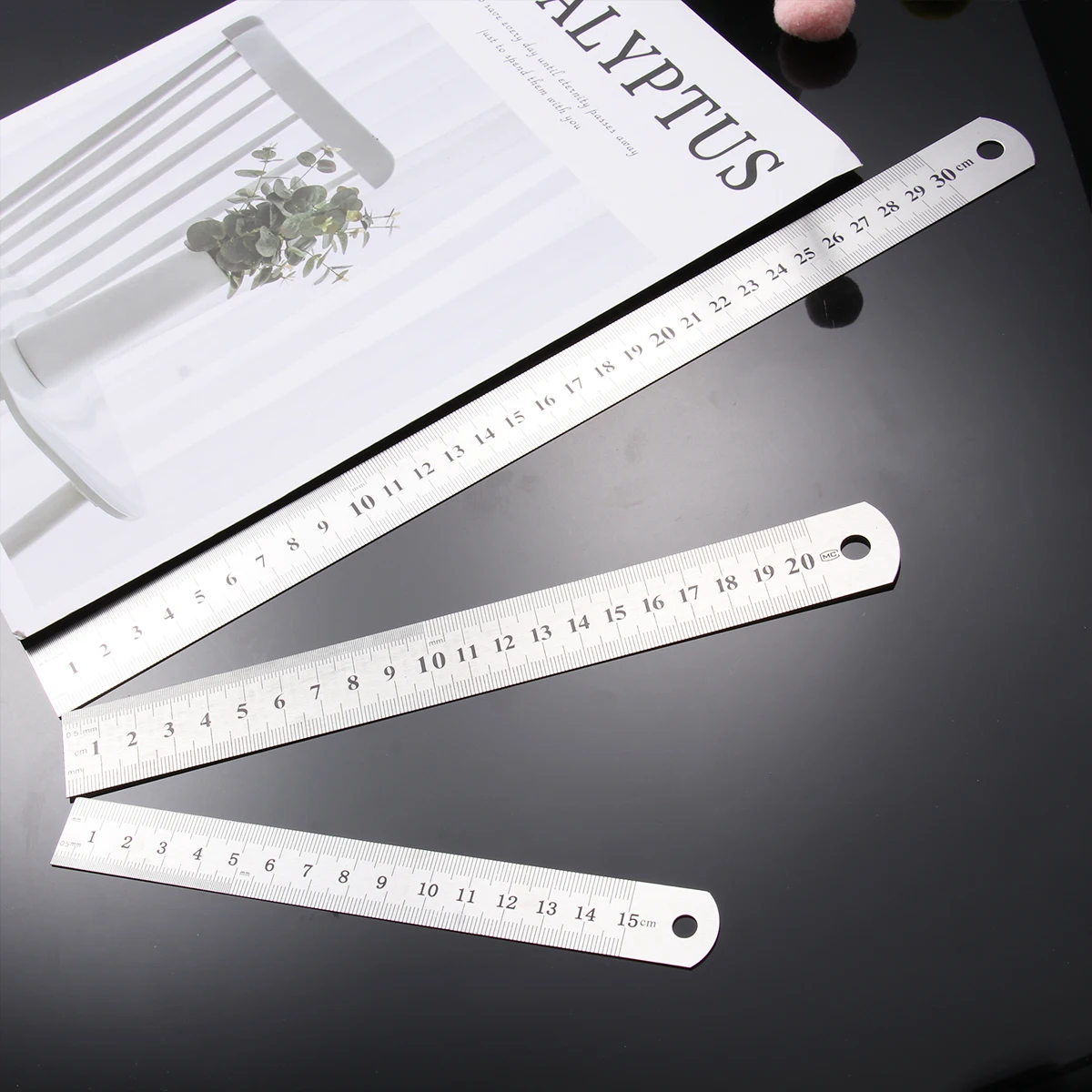 

6PCS Stainless Steel Double Scale Measure Precision Straight Ruler School Office Home Use Clear Scale Easy Storage