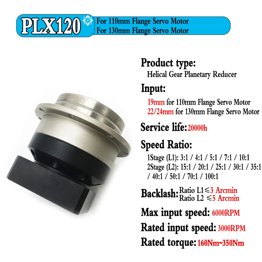 Imagem -04 - Redutor Planetário da Caixa de Engrenagens Engrenagem Helicoidal Flange Output Redutor do Servo Motor Nema23 Nema34 Minuto do Ute Relação 3:1100:1 60 80 90 130