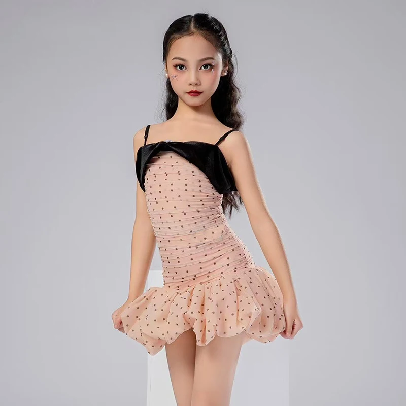 

Летнее праздничное платье для латинских танцев, платья для выступлений в латинских танцах сальсы для девочек, детская профессиональная одежда для бальных танцев SL12348