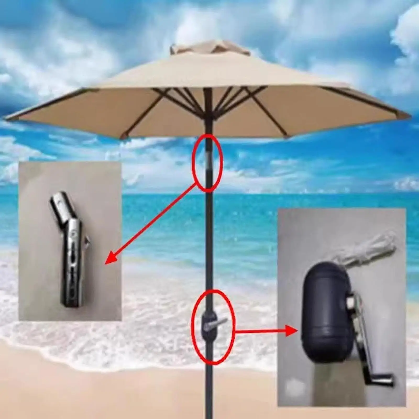 

Outdoor Patio Umbrella Accessory Shaker Handle for Courtyard Beach Deck