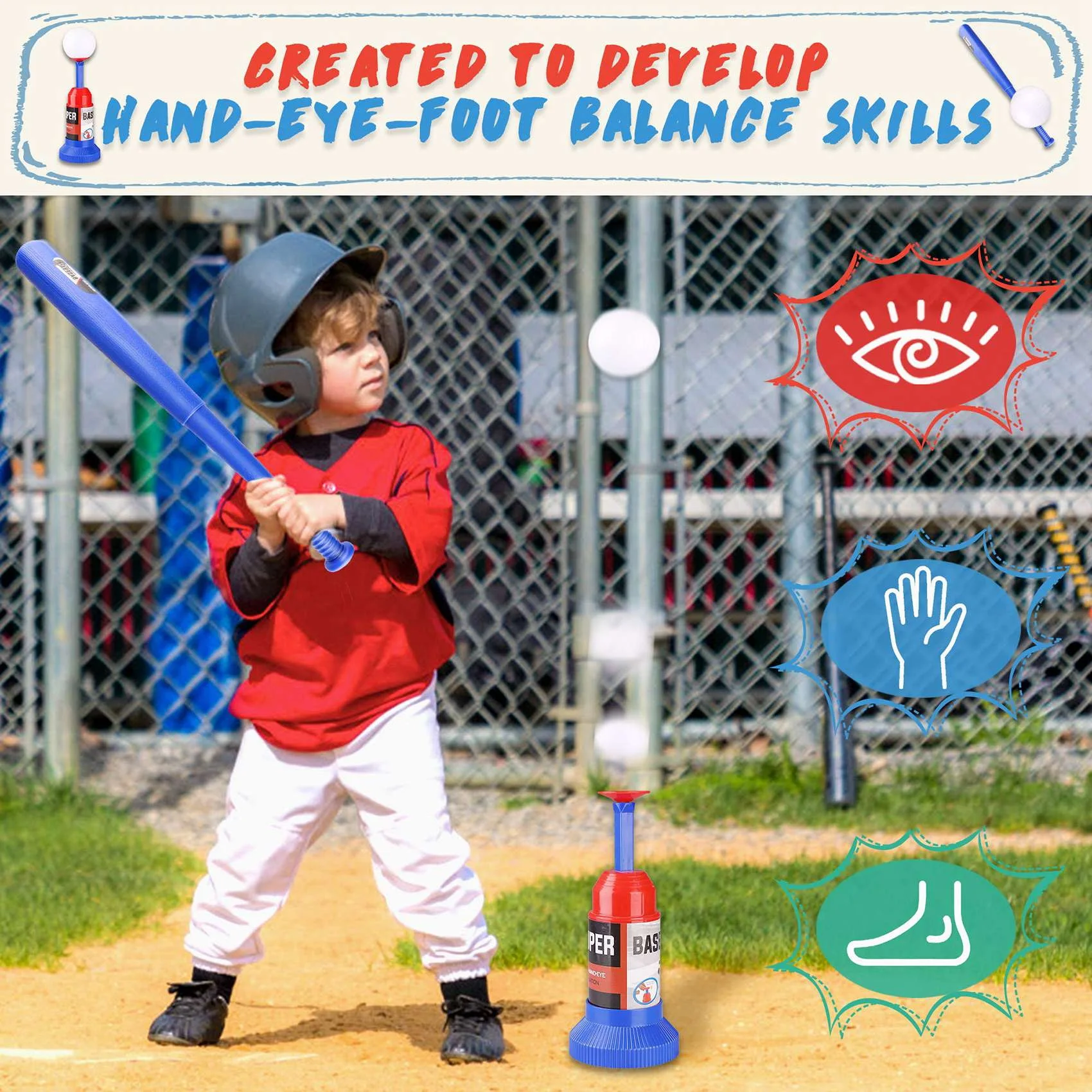 Toddler's Baseball T Ball Set, Brinquedos ao ar livre para crianças, Toddler Boy