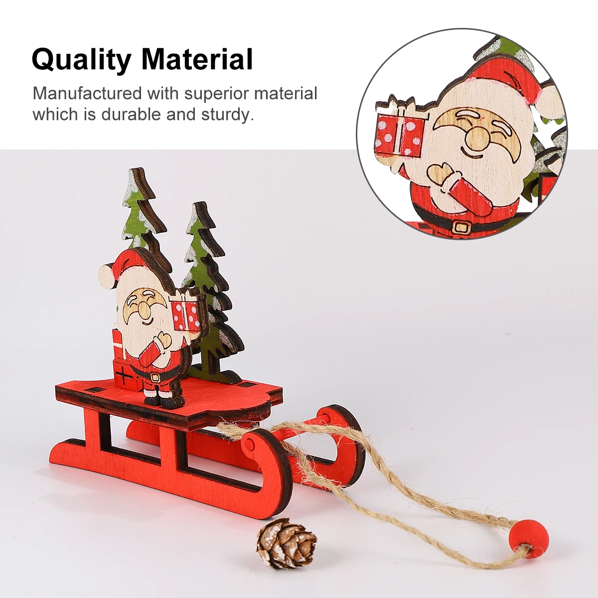 

2 Pcs Wooden Sled Ornaments Desktop Decoration Adornment for Christmas Decorate Child
