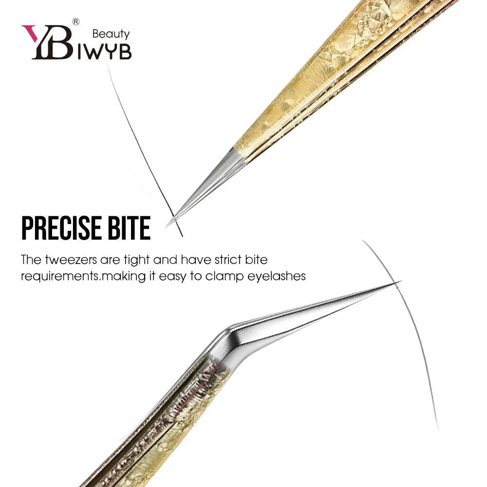 IWYBBeauty الملونة الرموش الملقط عالية الدقة ملاقط من الفولاذ المقاوم للصدأ مكافحة ساكنة pincette رمش ماكياج تمديد أدوات