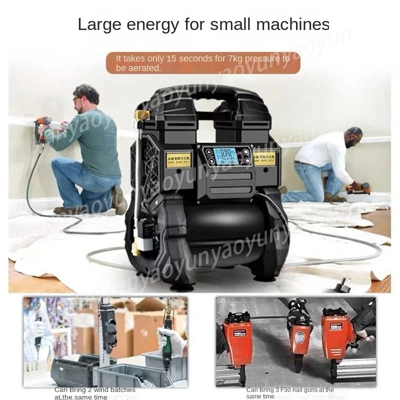 

Бесшумный безмасляный воздушный компрессор 1081, портативный, бесщеточный, для деревообработки и покраски распылением