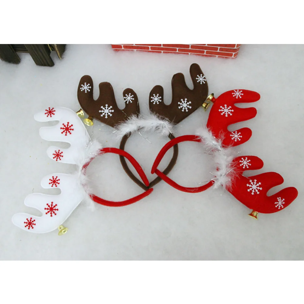 

2Pcs Antlers Bell Headband Christmas Kids Hair Band Party Reindeer Headwear Xmas Festive Accessories with Bell Headband