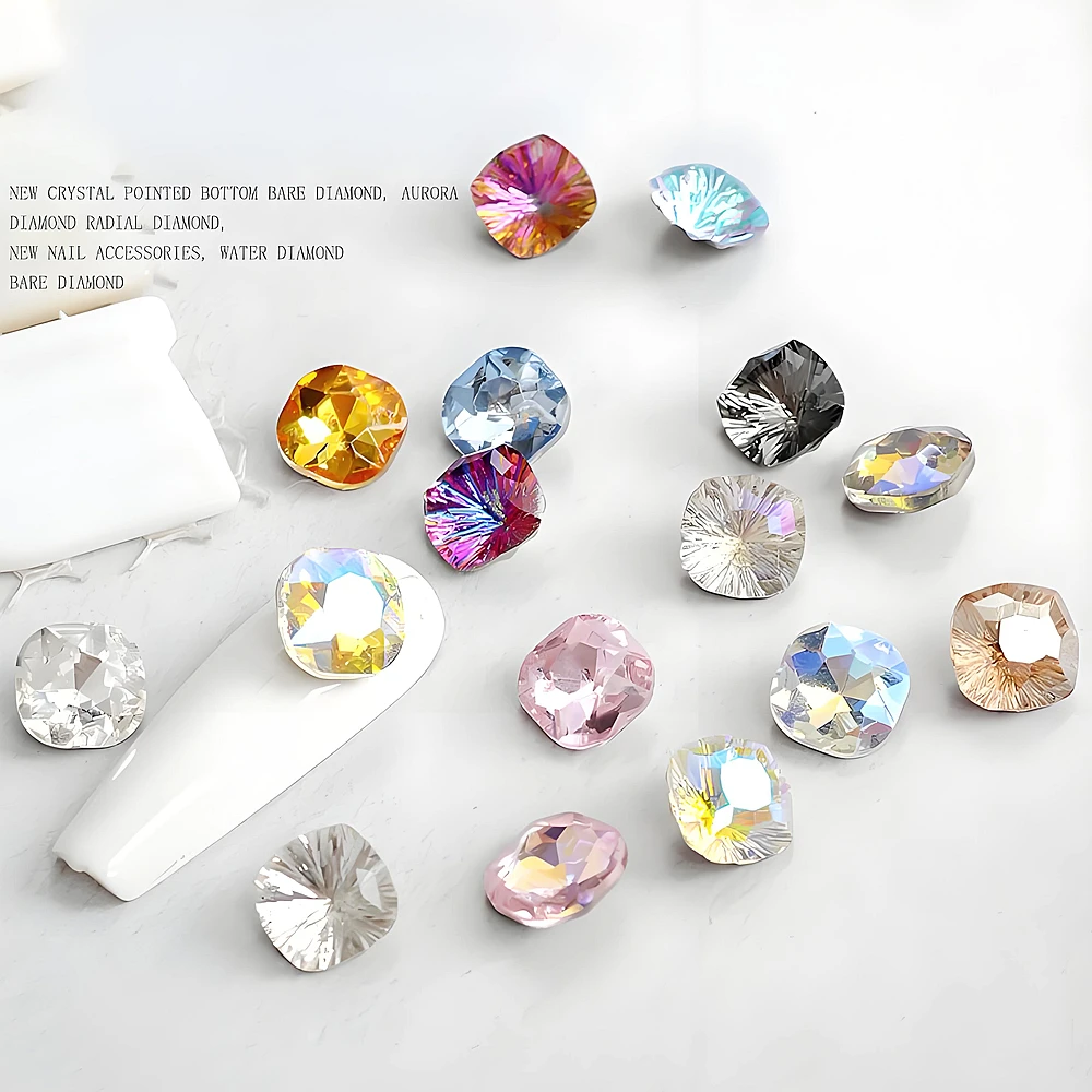 20 Pezzi di Strass Quadrati con Base Appuntita, Cristalli Diamantati per Decorazione Unghie, Accessori per Manicure