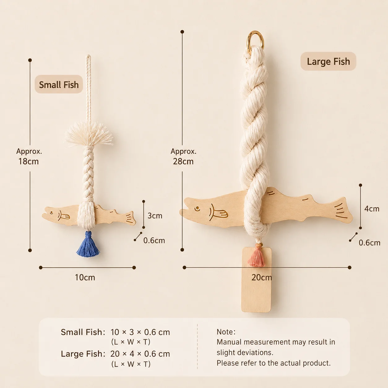 Wooden Fish Car Hanging Ornament Korean Lucky Charm Handmade Tassel Pendant Rearview Mirror Decoration Home Wall Decor Housewarm