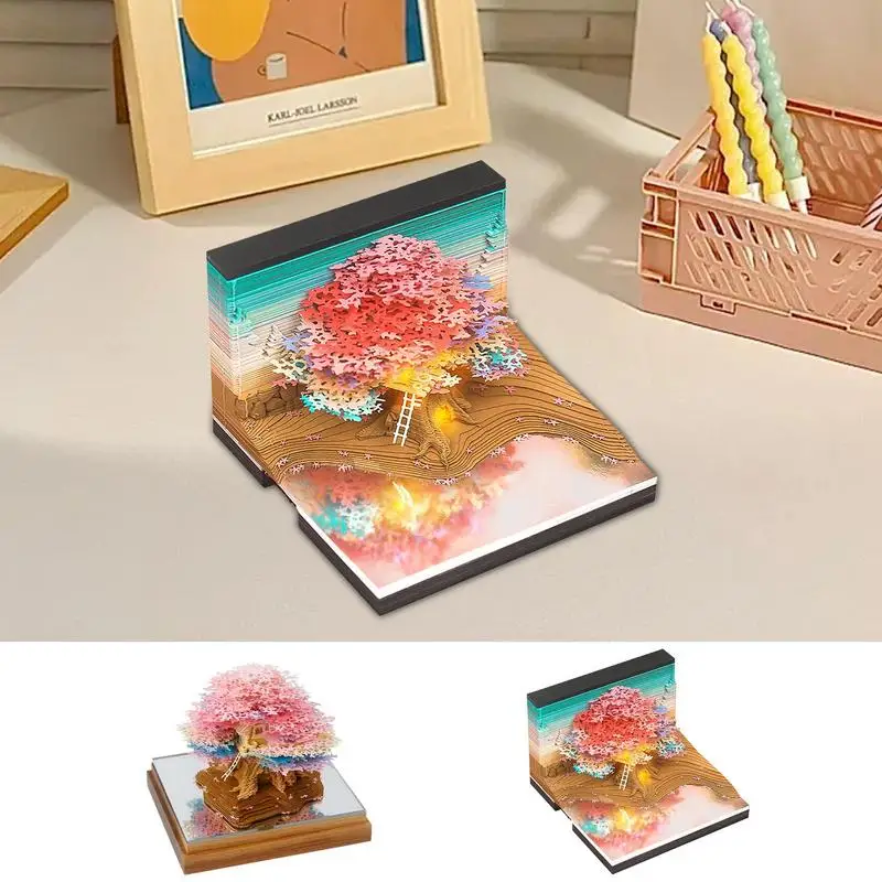 3D Memo Pad Calendar 2025 Offices Desk Calendar Colorful Art Calendar Memo Pad Desktop Calendar Decorative 2025 3D Calendar For