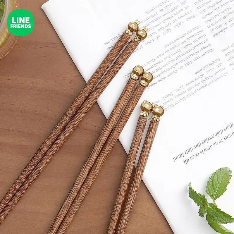 LINE FRIENDS Cartoon Creative Cute Wooden Chopsticks for Home Use Practical One Person One Chopstick Single Person Chopsticks