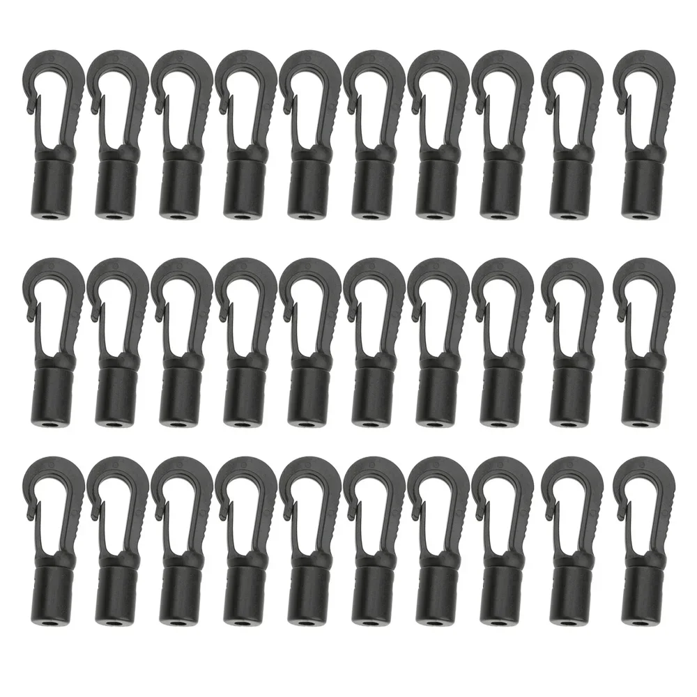 Lot De 4 Cordons Élastiques Avec Mousquetons 100cm - Sangles Noires Solides Pour Camping Bâches Tente Voiture