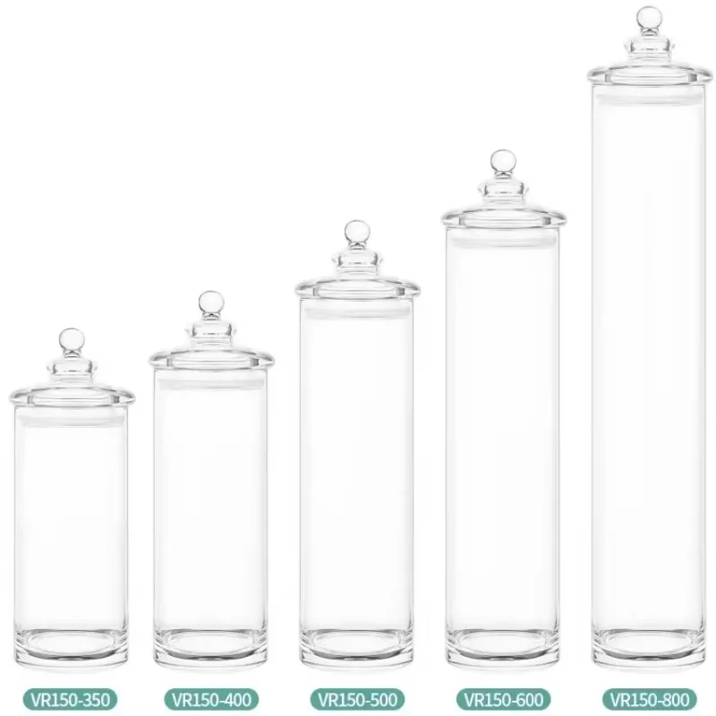 Hot Sale Good Quality Multiple Size Plastic Glass Cylinder Storage tank Jar With Lid