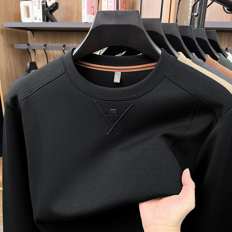 Men's Exquisite Printed Pullover Hoodie Autumn Designer New Round Neck Long Sleeve Solid Color Casual Top Fashionable Men's Wear
