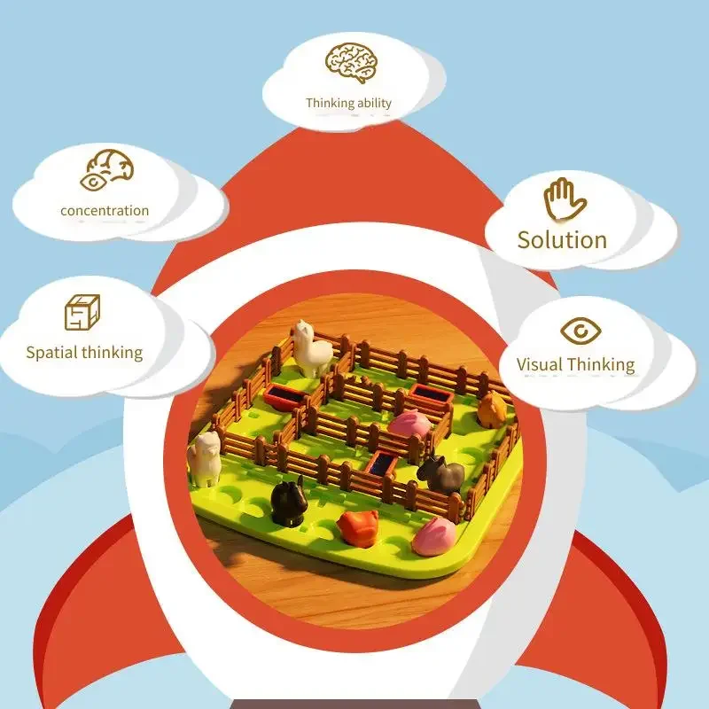 Children’s Brain Training 3D Jigsaw Puzzle - Farm Animal Logic Game Multiplayer Interactive Board & Educational Toy for Kids