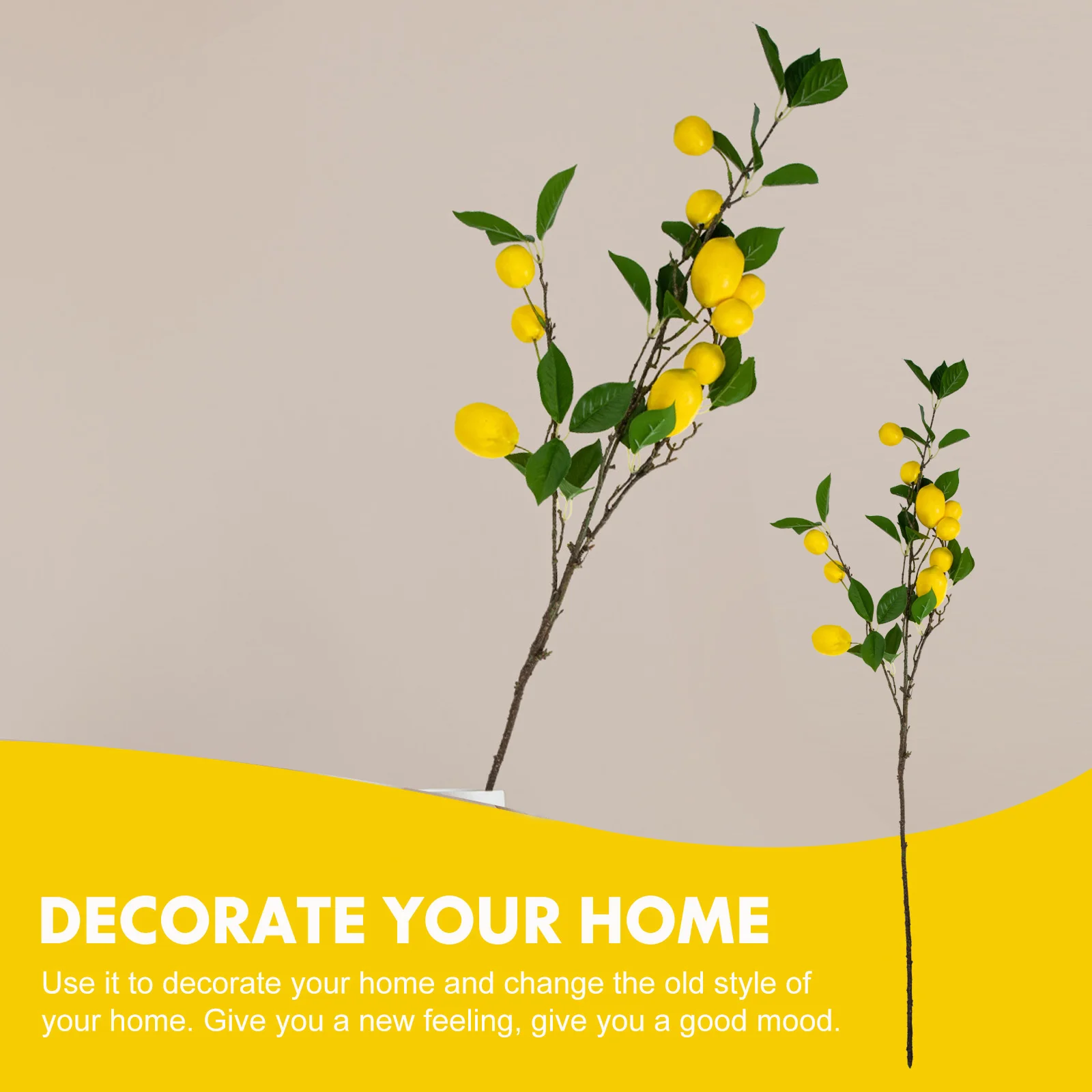 

2pcs Artificial Lemon Branch Yellow Vase Pick Realistic Plant Decoration For Home Office Farmhouse Decor Countertop Ornament