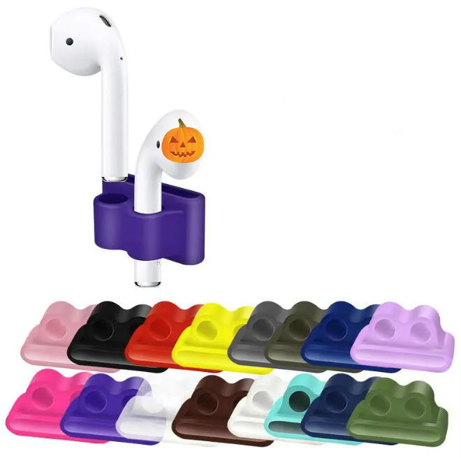 

Free Ship 50pcs For Apple Airpods Earphone Holder Case Cover For Iwatch Strap Anti-lost Silicone Sleeve Watch Strap With Bracket