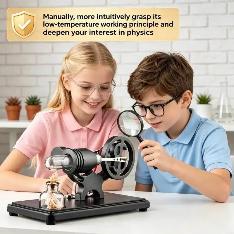 CORA Black Stirling Engine Metal Base Ready To Use Science Classroom Tool