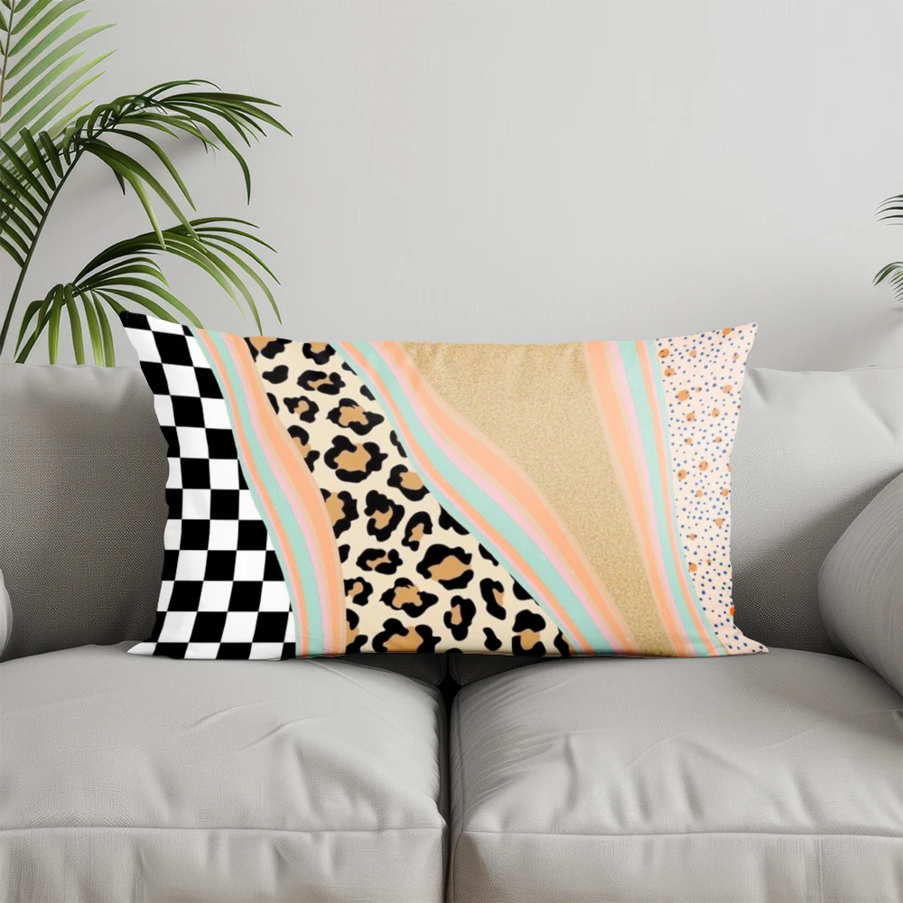 Home Decor Colorful Abstract Pattern Pillow Suitable For Sofa Bedroom Car Pillow Cover Cushion Rectangular Back Cushion