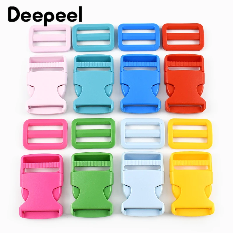 

2-20Sets 38mm Colorful Plastic Release Buckle for Bag Strap Side Adjust Buckles Backpack Tri-Glide Slider Clasp DIY Accessories