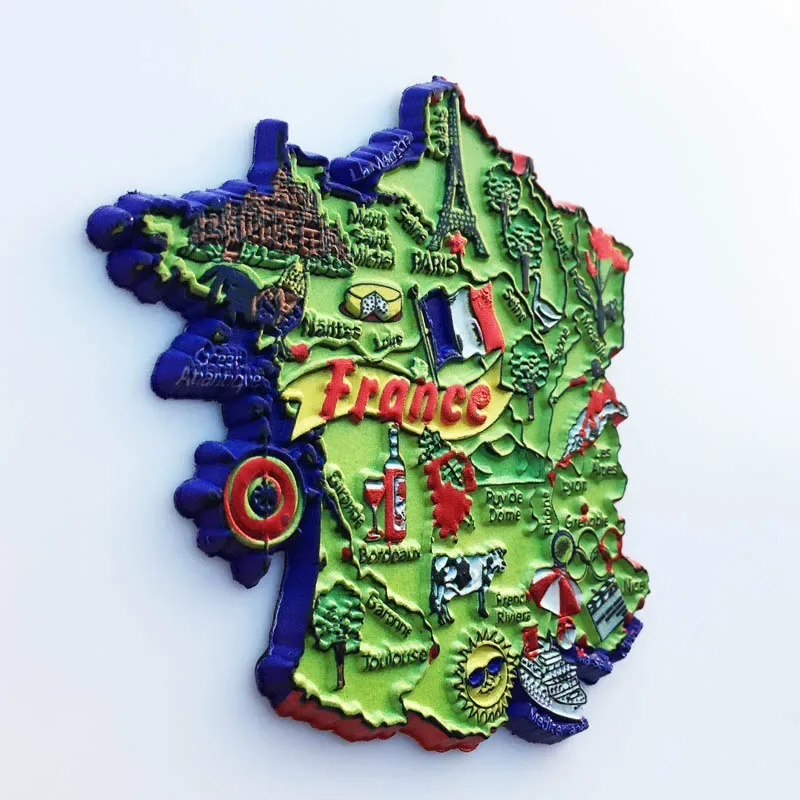 French Geographical Indication Map Travel Memorial Decorative Crafts France Soft Magnetic Refrigerator Stickers Collection Gift