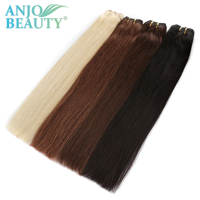 O cabelo humano reto brasileiro tece pacotes, Remy, costura, extensões de trama, loiro, natural, 100g, 16 "a 28"