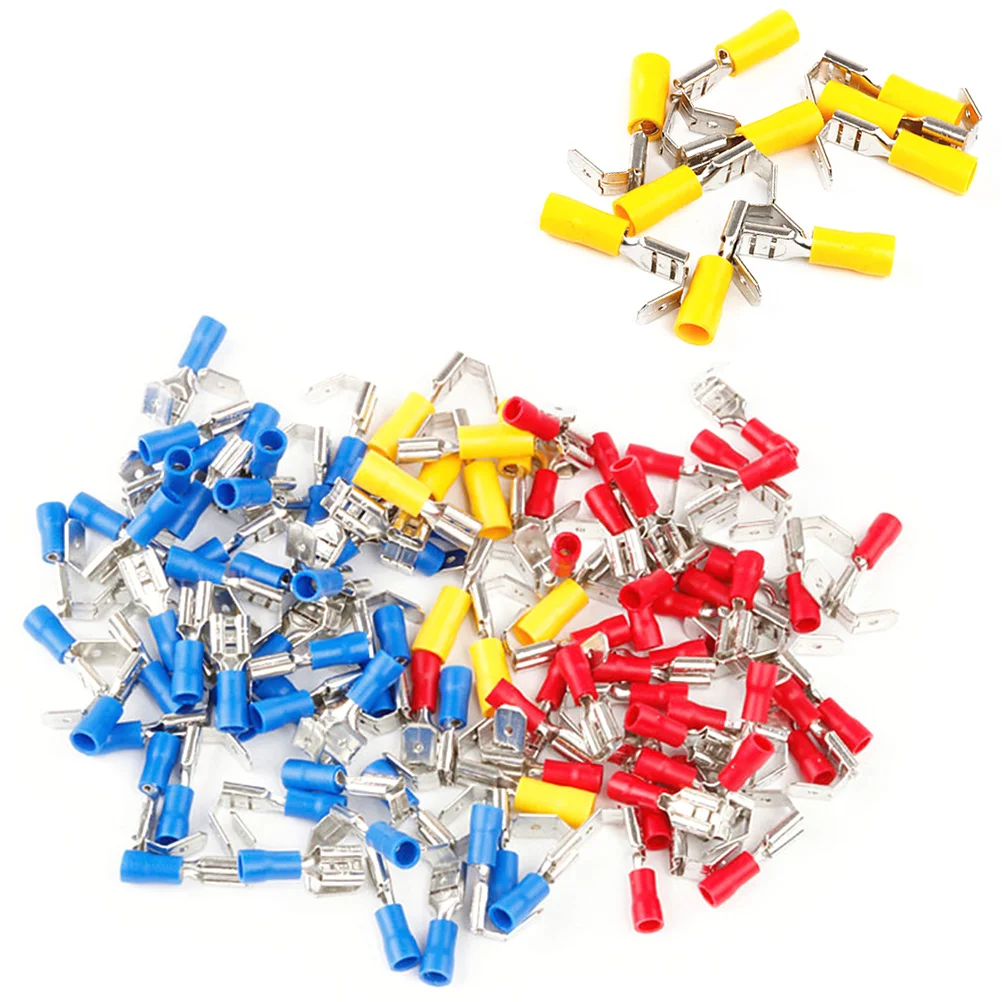 

100Pcs Waterproof Wire Terminals Crimp Connectors 63Mm Female Male for 05-40mm2 10-22Awg Insulated Electrical Terminal Vinyl PVC