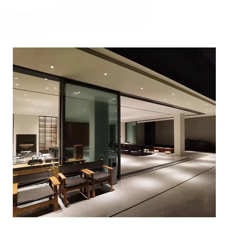 California Modern Home Slim Frame Sliding Door Smart Tech Thermal Break Aluminum Electric