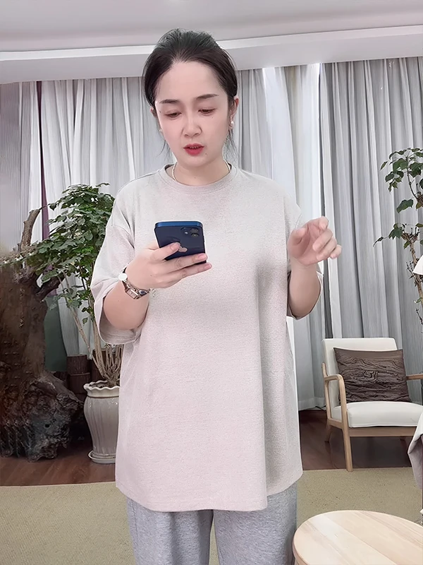 

Повседневная женская футболка Han Haax свободного кроя с коротким рукавом, летняя, дышащая, с асимметричным подолом, удобная, впитывающая пот.