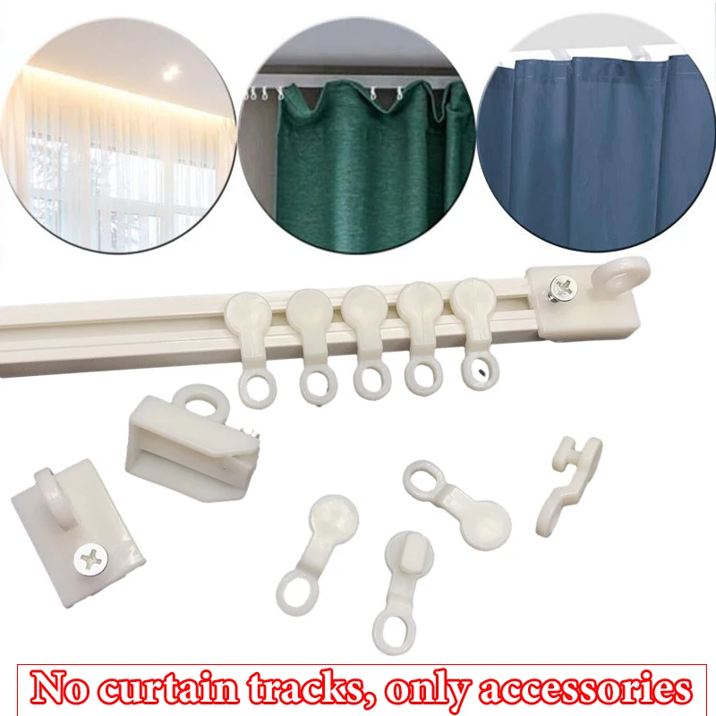 

Curtain Track Rail Runner Accessories Curtain Glider Living Room Bathroom Door Silent Pulley Track Side Installation Portable