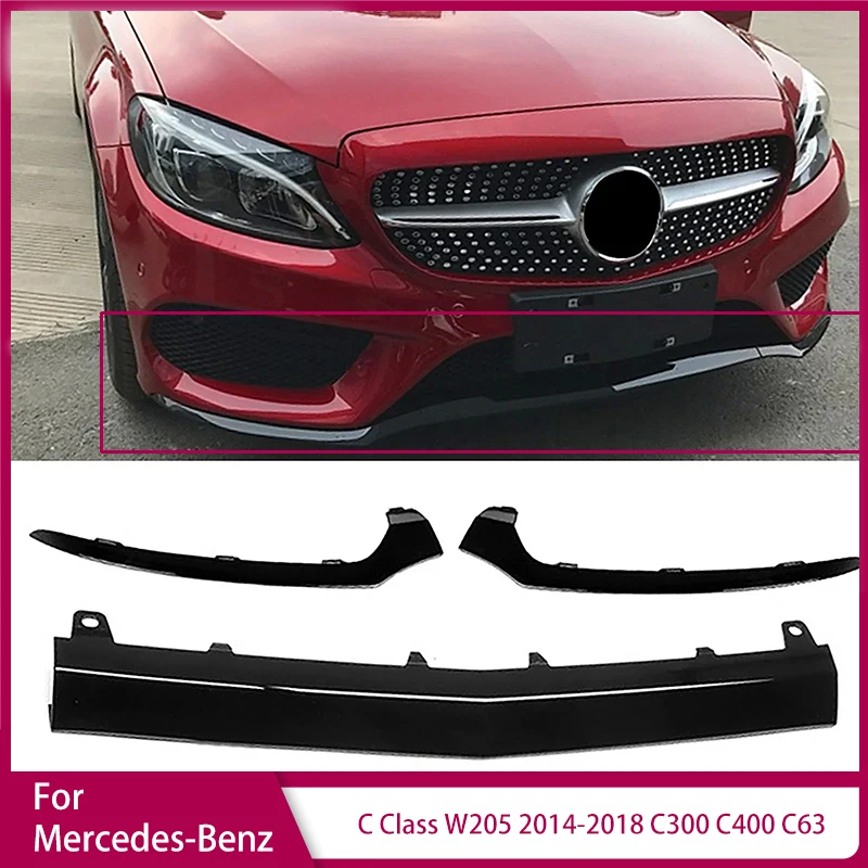 

Front Bumper Spoiler for Mercedes-Benz C Class W205 2014-2018 C300 C400 C63 Diffuser Protection Guard Front Bumper Bright Bar