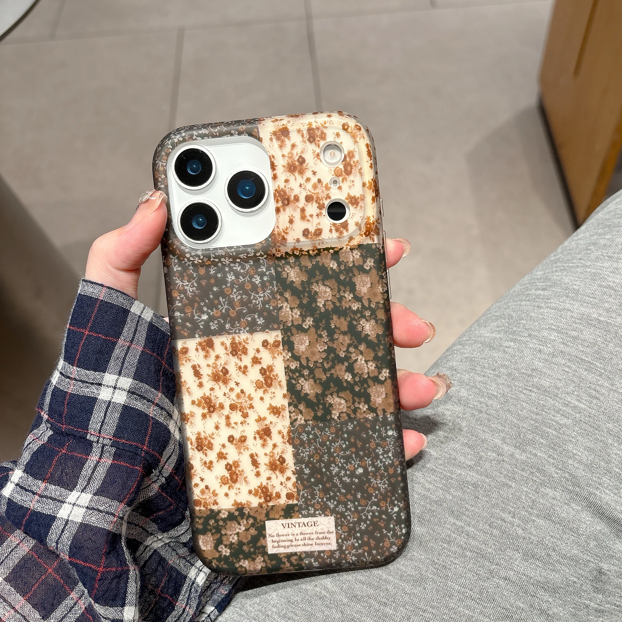 الكورية INS ماتي الأزهار يطبع المرقعة خمر قضية الهاتف آيفون 17 16 15 14 13 برو ماكس غطاء الهاتف الخلفي كابا