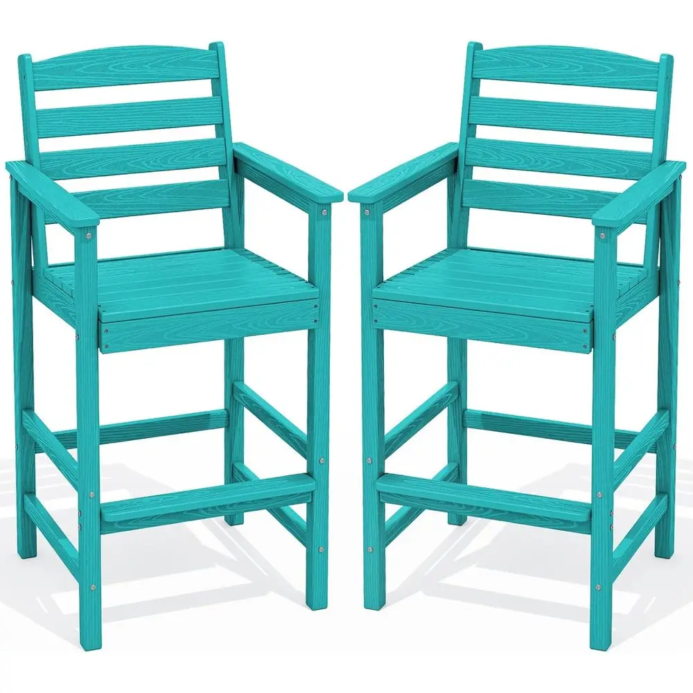 

Pair of Oversized Outdoor Balcony Chairs, High Bar Stool Set for Patio, Poolside, or Garden