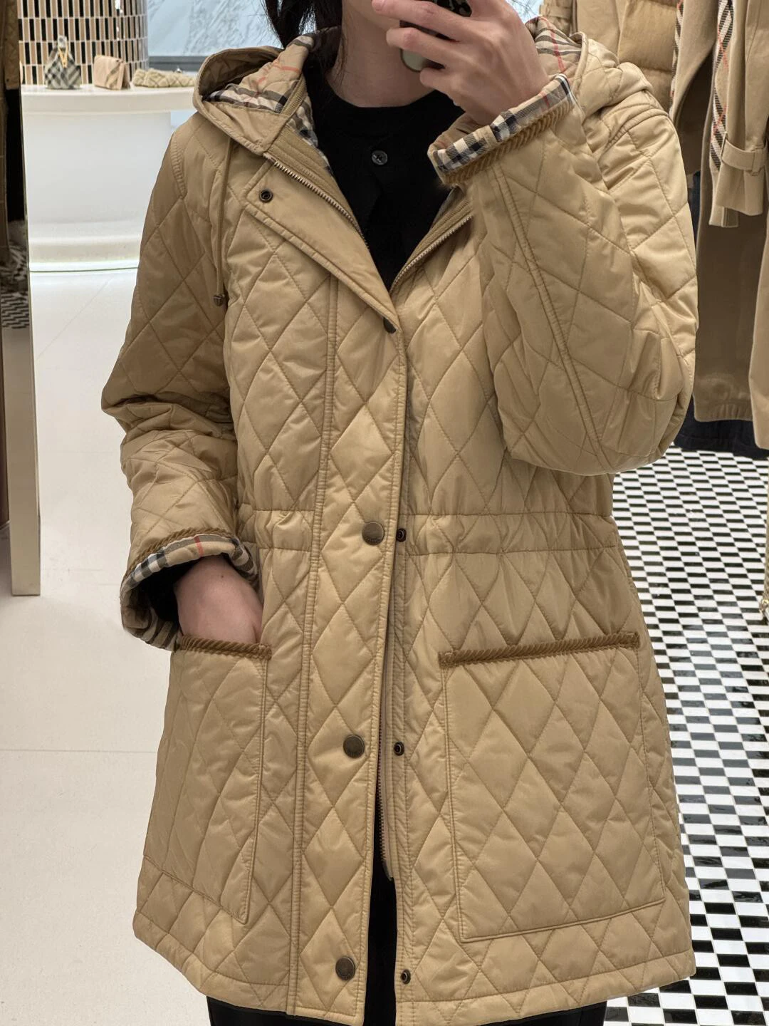 

Classic British Style Women's Cotton Jacket Autumn Winter New Arrival Quilted Coat Slimming Warm Fashionable Hooded Coat