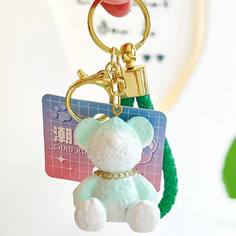 Moonwalk Bear Keychain Pendant Cute Cartoon Student Bag Pendant Keychain Small Gift  Accesorios Para Auto De Mujer Interior