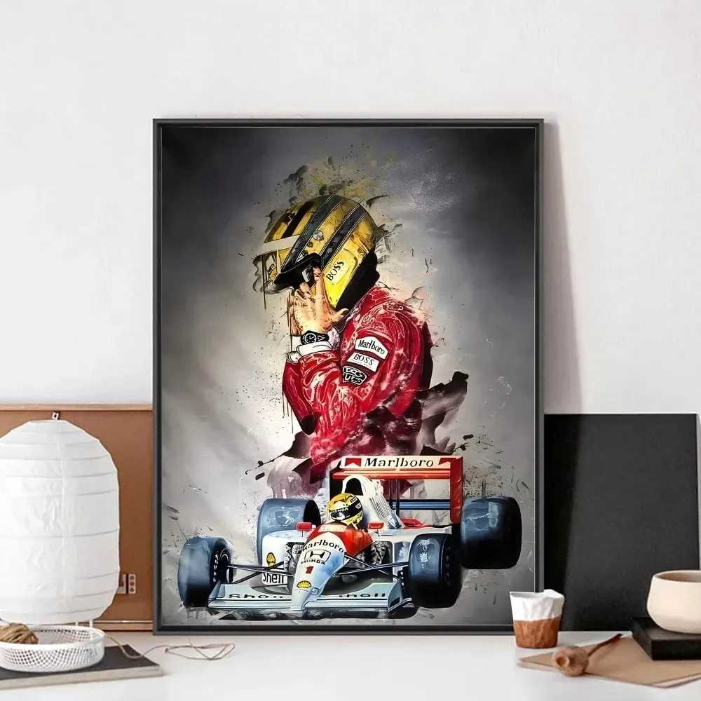 F1 Ayrton Tacing Driver Senna Poster No Framed Club Bar Paper Vintage Poster Wall Art Canvas Painting Bedroom Room Home Decor