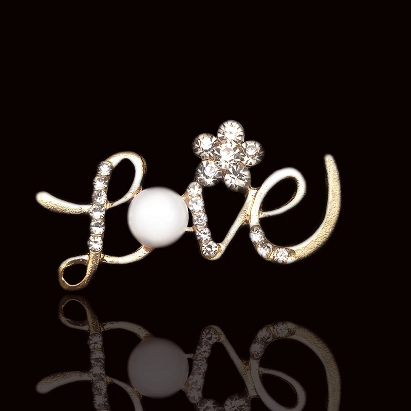 Engood 60Pcs Love Pearl Rhinestone Button Sewing Trim & Embellishments Craft Buckle DIY Wedding Hair Accessories Decoration QW28