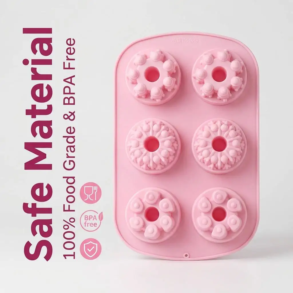 6-Cavity 3D Flower Silicone Mold Mixed Floral Pattern Cake Decorating Tools Chocolate Jelly Molds Kitchen Bakeware Accessories