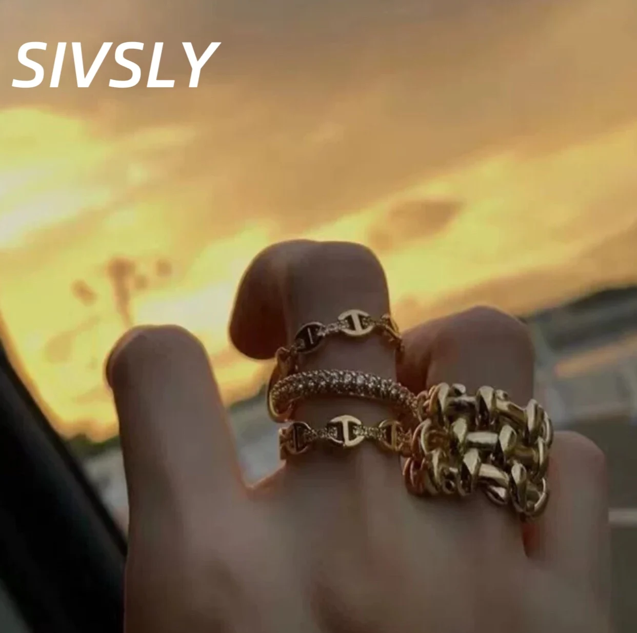 

Luxury design open ring for couples, multi-layer design, high-end feeling, fashionable temperament, ring, finger ring