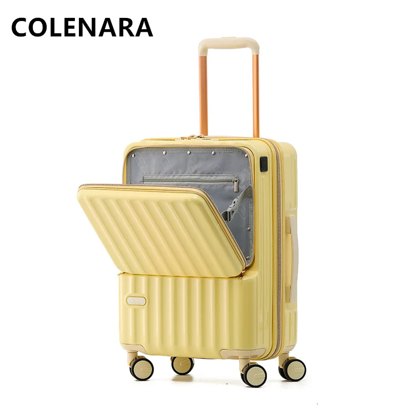 Imagem -04 - Colenara-mala de Cabine com Carregamento Usb Trolley Case Abertura Frontal Laptop Boarding Case Leve Password Box 20 24