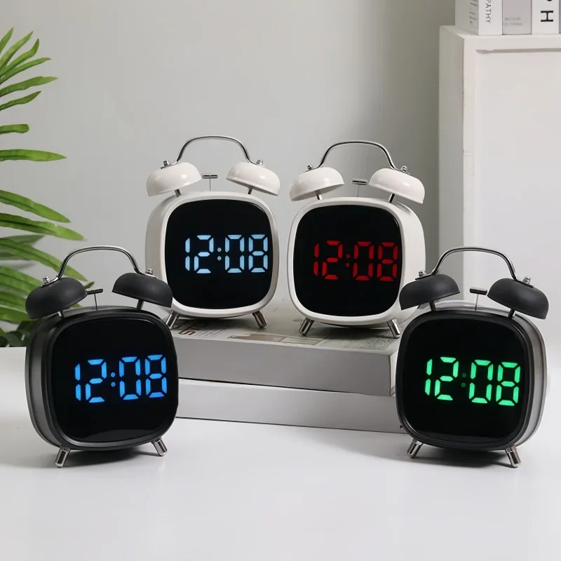 LED Clock Digital Alarm Clock Date Temperature Display Voice Control Loud Volume Brightness