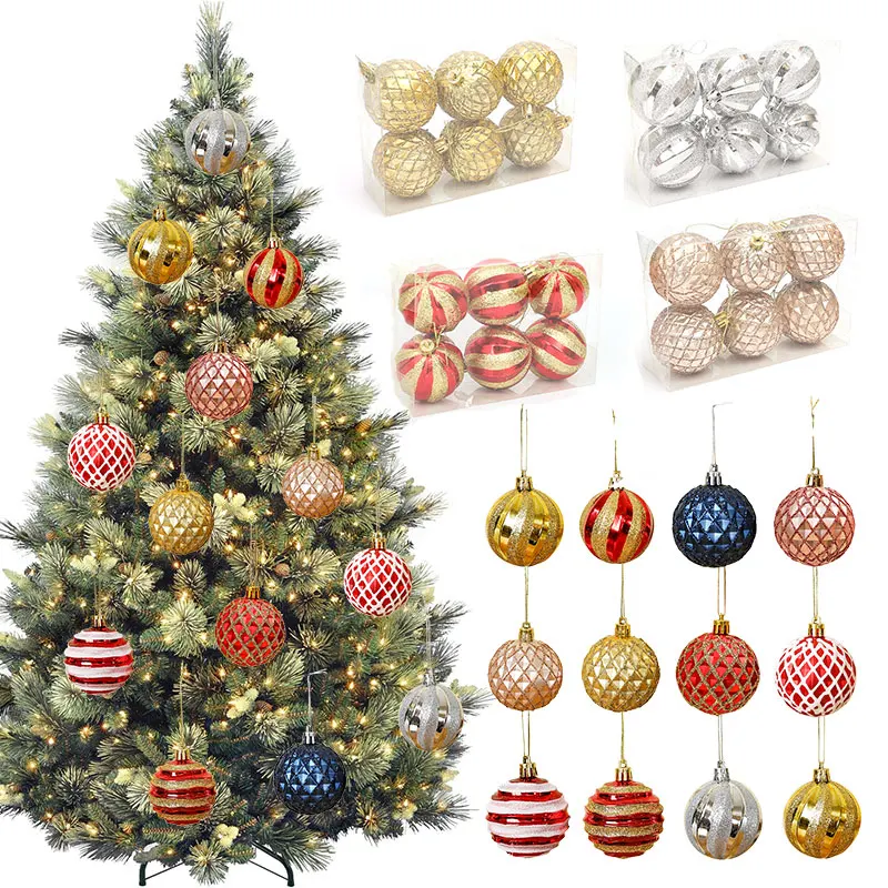

6Pcs Christmas Balls Pendants Colorful Glitter Xmas Tree Hanging Ornaments New Year Gift Christmas Navidad Noel Home Party Decor