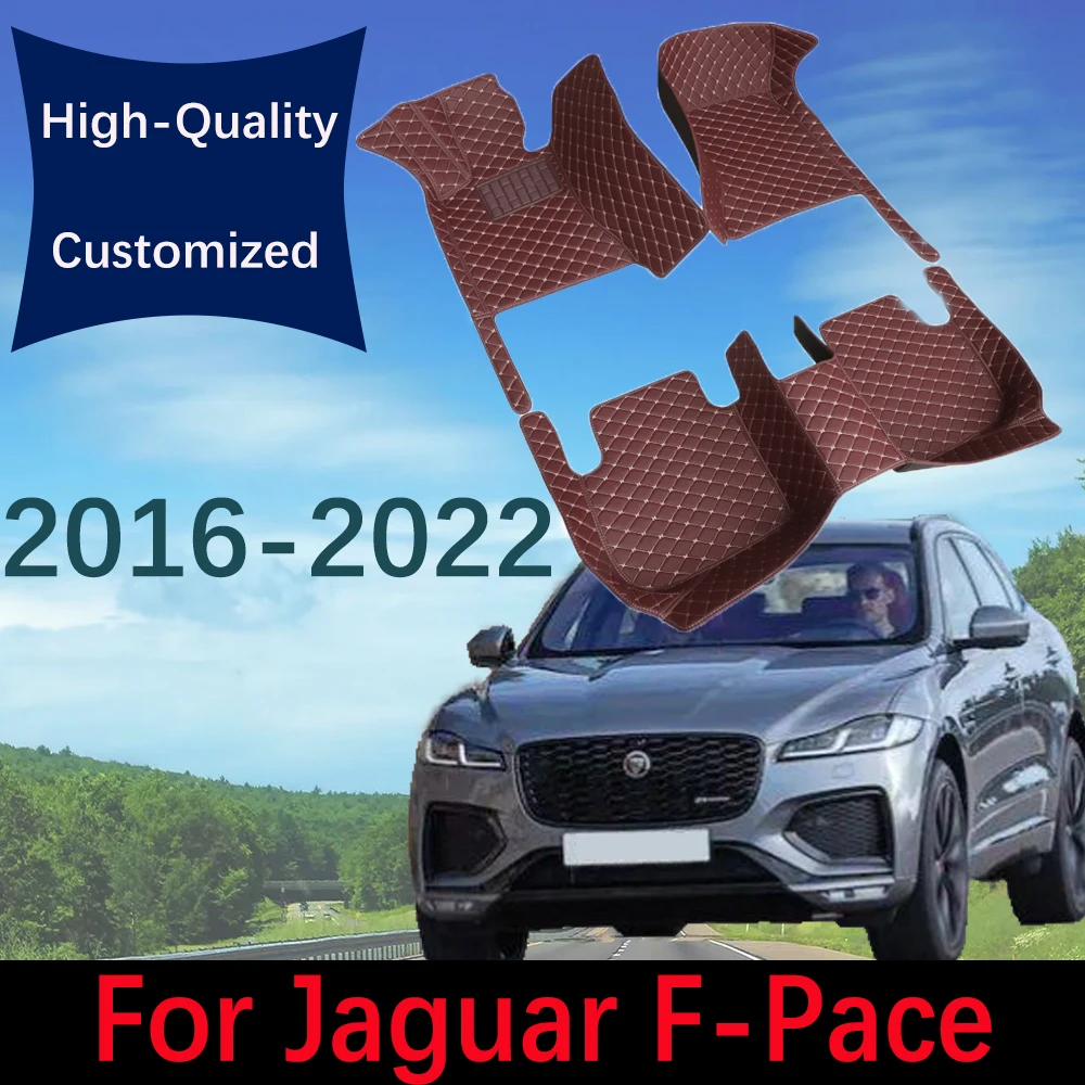 

Custom Leather Car Floor Mats For Jaguar F-Pace 2016~2022 Fashion Automobile Carpet Rugs Foot Pads Interior Accessories