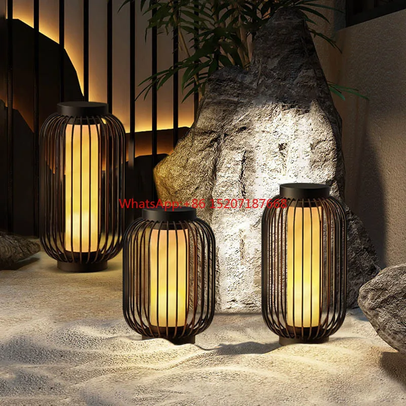 LED Solar Lawn Lamp 40 50 60CM Outdoor Bird Cage Imitated Marble Steet Light Waterproof IP65 For Park Villa Courtyard Lighting