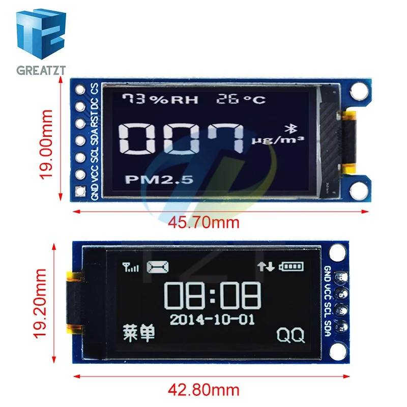 GREATZT 1.3 Inch OLED Display 4PIN 7PIN 64×128 LCD Module SSD1312 LCD 1.3 